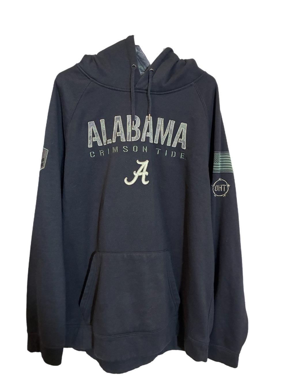 Alabama Crimson Tide Black Embroidered Pullover Camo Hoodie US Flag - Men’s 3X